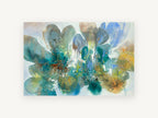 Teal Petal Drift, floral canvas wall art print, front view