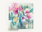 Soft Pink Garden, pink peony abstract floral painting, floral canvas wall art print ready to hang