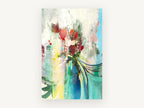 Teal Vase Bouquet, floral canvas wall art print, front view