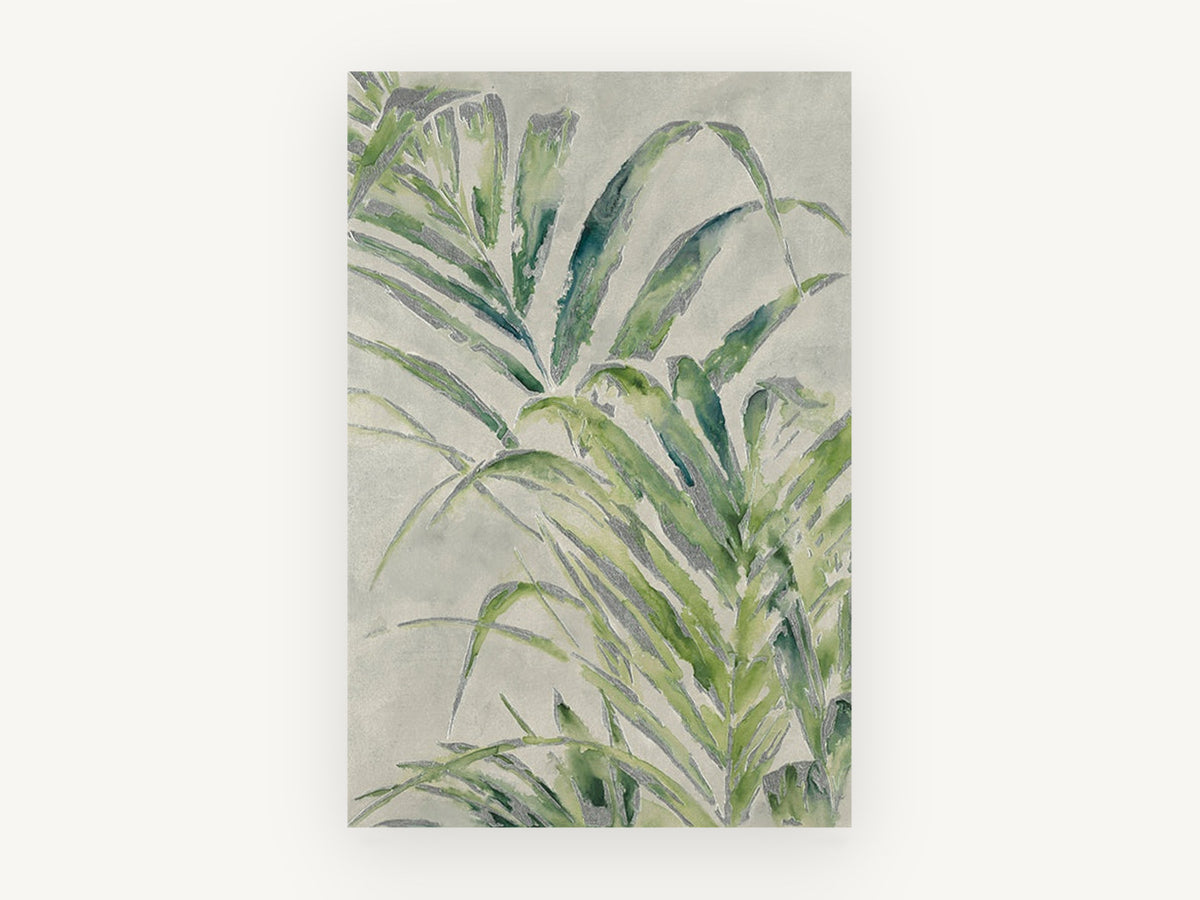 Soft Green Fronds, floral canvas wall art print, front view