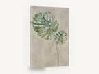 Silver Monstera Pair, monstera leaves watercolour botanical, floral canvas wall art print ready to hang
