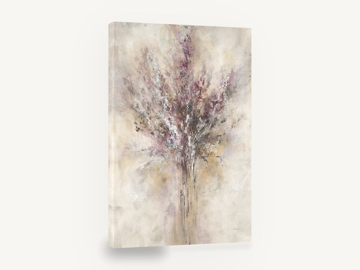 Soft Lilac Bouquet, abstract lilac bouquet textured floral, floral canvas wall art print ready to hang