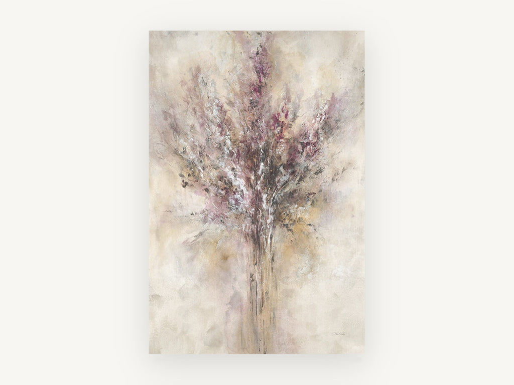 Soft Lilac Bouquet, floral canvas wall art print, front view