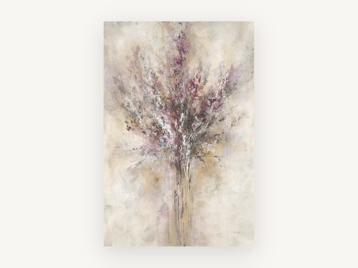 Soft Lilac Bouquet, floral canvas wall art print, front view