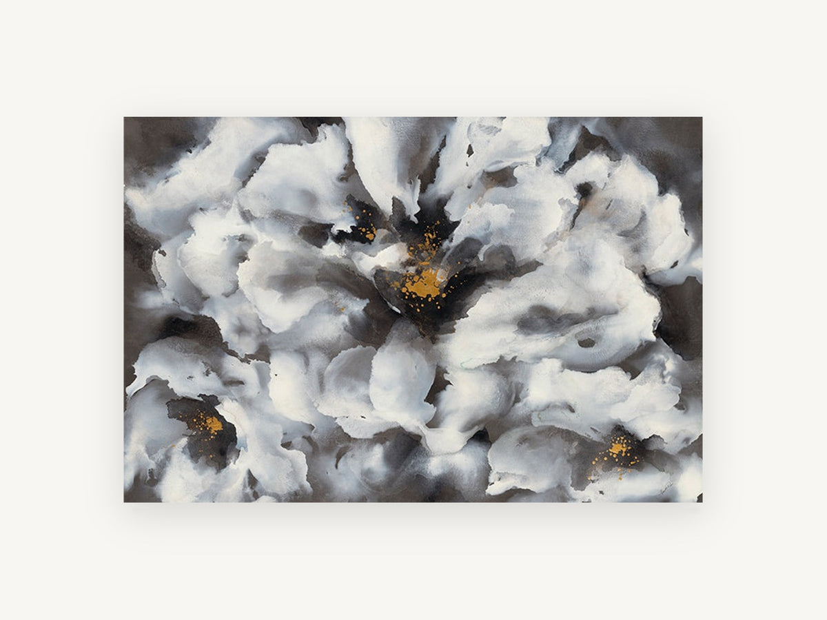 Ash Bloom Gold Centre, floral canvas wall art print, front view