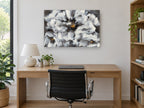 Ash Bloom Gold Centre floral canvas print on the wall of a study
