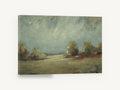 Open Meadow Haze, hazy meadow trees landscape painting, landscape canvas wall art print ready to hang