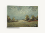 Open Meadow Haze, hazy meadow trees landscape painting, landscape canvas wall art print ready to hang