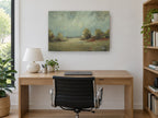 Open Meadow Haze landscape canvas print on the wall of a study