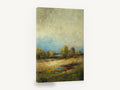 Meadow Under Pale Sky, abstract meadow landscape with trees, landscape canvas wall art print ready to hang