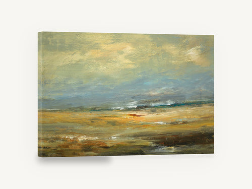 Amber Plain Horizon, golden plain abstract landscape, landscape canvas wall art print ready to hang