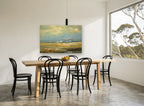 Amber Plain Horizon landscape canvas print on the wall of a dining room