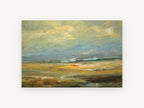 Amber Plain Horizon, golden plain abstract landscape, landscape canvas wall art print, front view