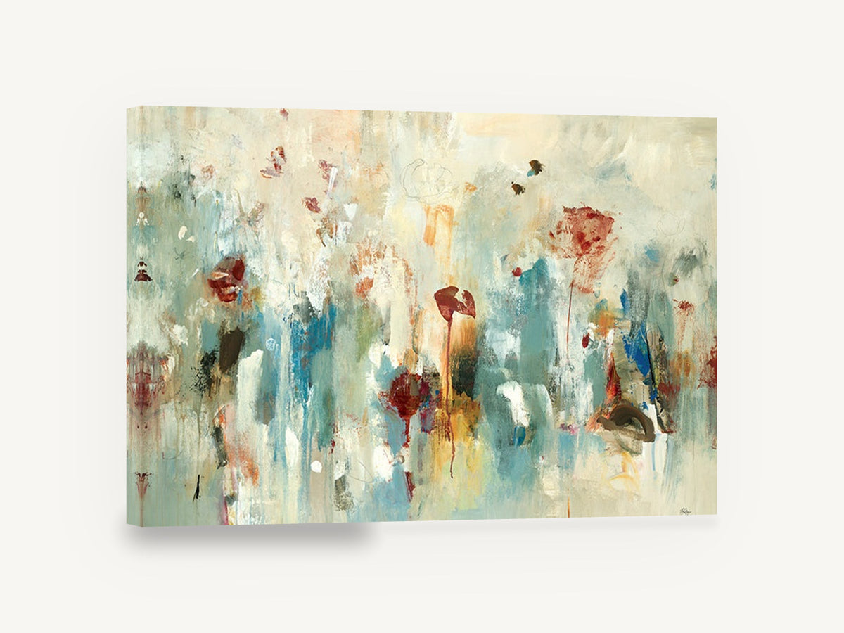 Poppies in the Mist, abstract red poppy floral painting, floral canvas wall art print ready to hang