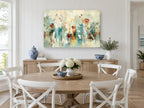 Poppies in the Mist floral canvas print on the wall of a Hamptons dining room