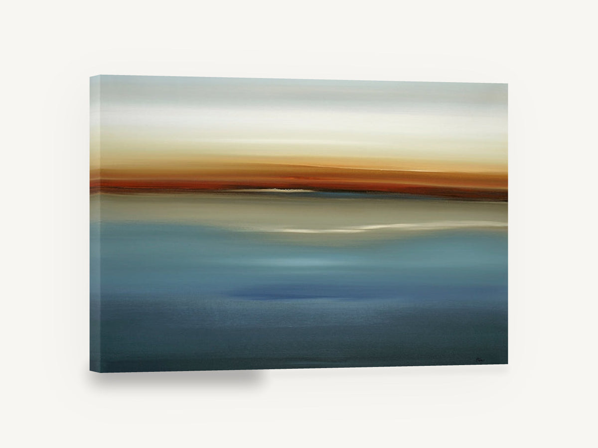 Blue Horizon Haze, abstract blue horizon seascape, coastal canvas wall art print ready to hang