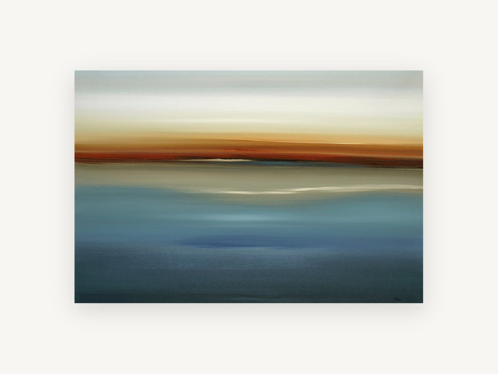 Blue Horizon Haze, coastal canvas wall art print, front view