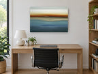 Blue Horizon Haze coastal canvas print on the wall of a study