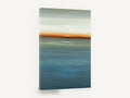 Blue Horizon Glow, abstract seascape orange horizon portrait, coastal canvas wall art print ready to hang