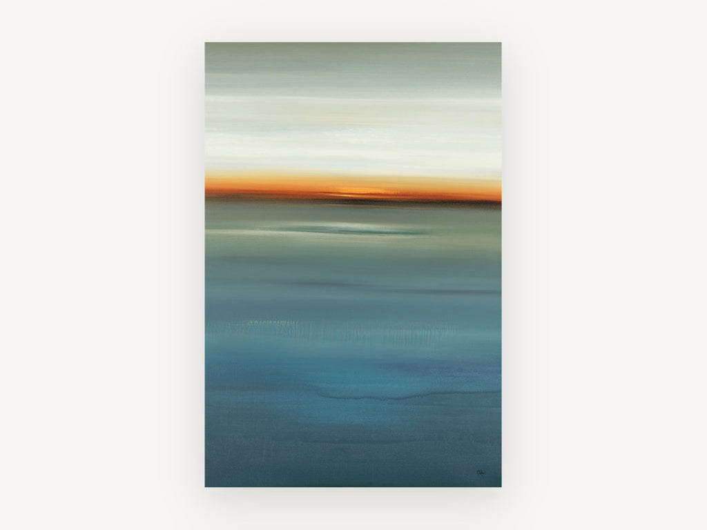 Blue Horizon Glow, coastal canvas wall art print, front view