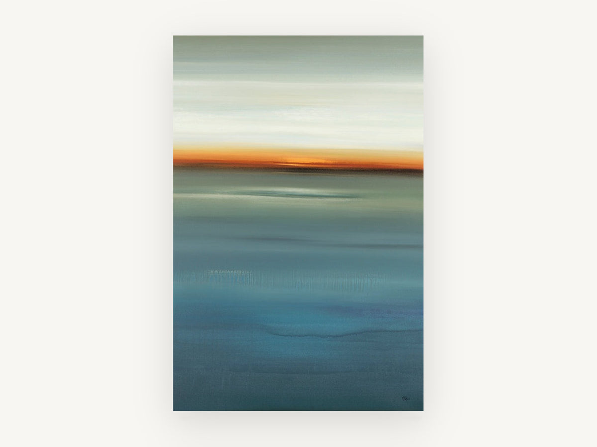 Blue Horizon Glow, coastal canvas wall art print, front view