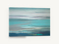 Turquoise Tide Haze, turquoise abstract ocean horizon artwork, coastal canvas wall art print ready to hang