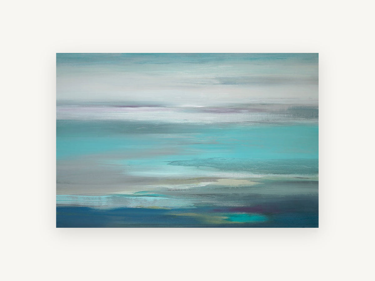 Turquoise Tide Haze, coastal canvas wall art print, front view