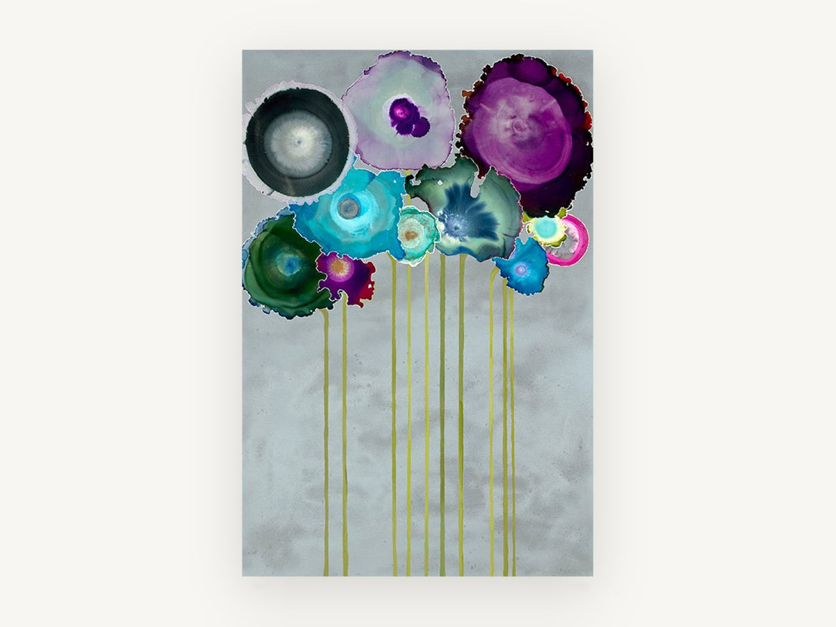 Ink Bloom Bouquet, floral canvas wall art print, front view