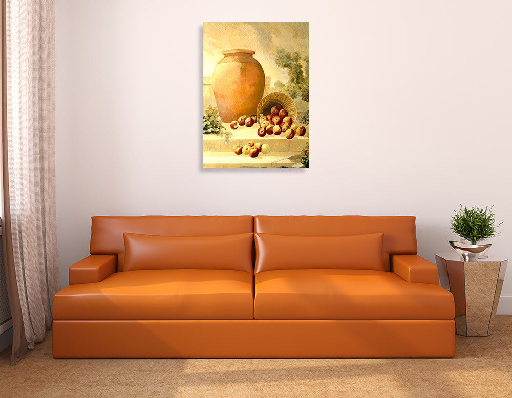 An Urn with Apples Wall Art Print on the wall