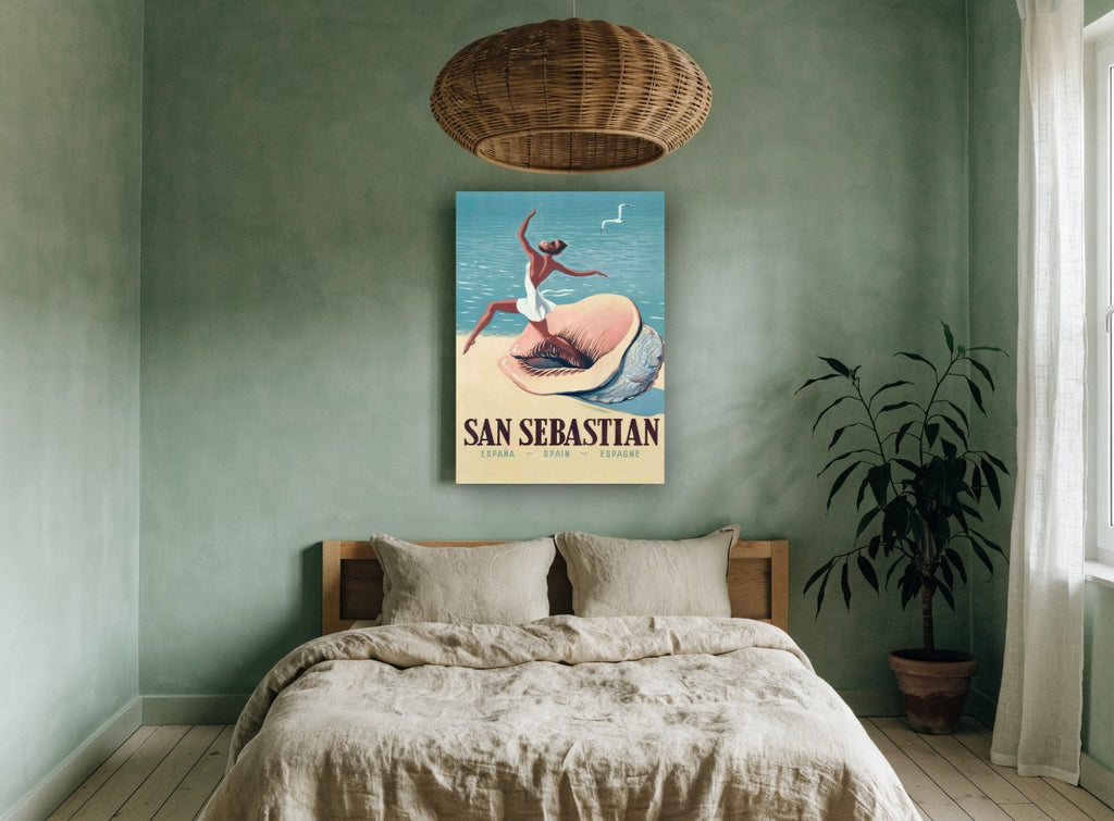 Dancer on the Shell vintage canvas print on the wall of a bedroom