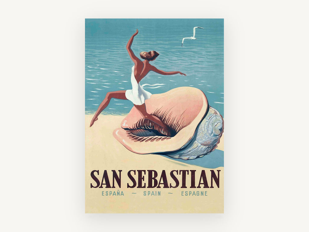Dancer on the Shell, vintage canvas wall art print, front view