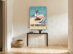 Dancer on the Shell vintage canvas print on the wall of a hallway