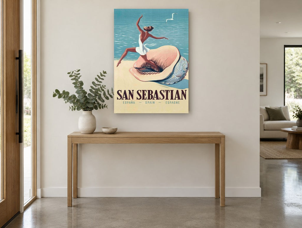 Dancer on the Shell vintage canvas print on the wall of a entry hall