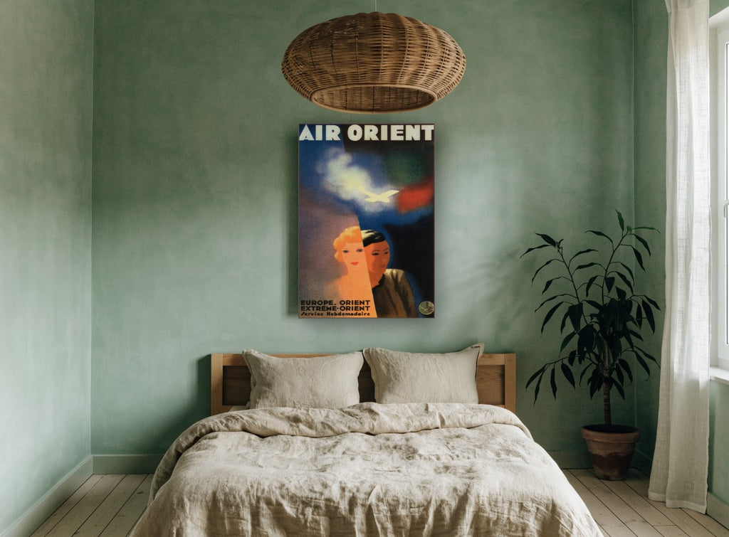 Air Orient Two Faces vintage canvas print on the wall of a bedroom