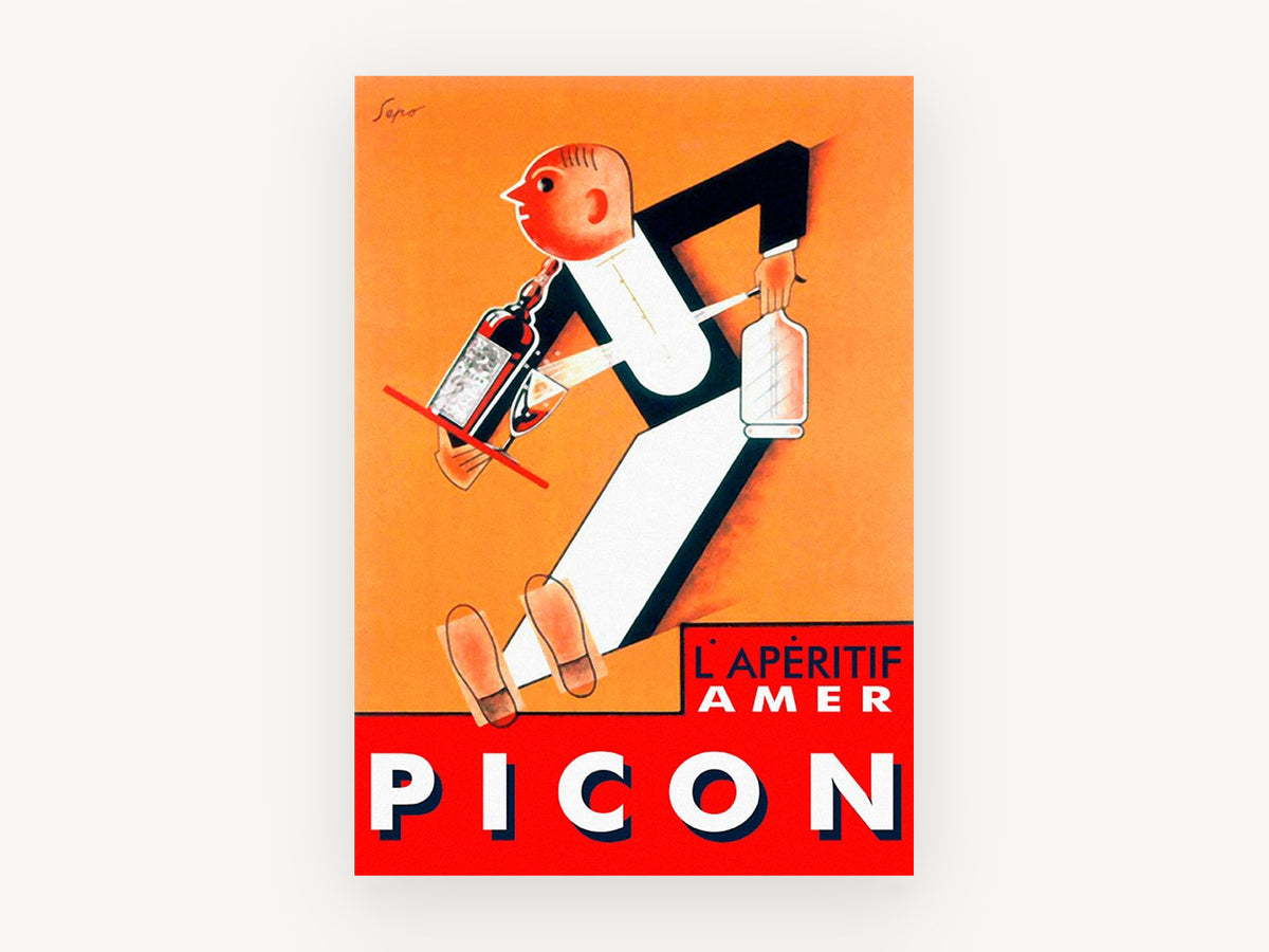 Picon Waiter Aperitif, vintage canvas wall art print, front view