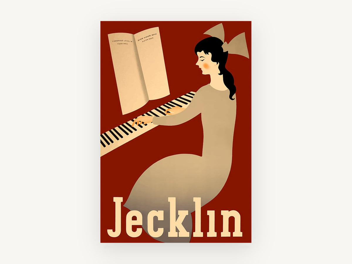 Jecklin Piano Girl, vintage canvas wall art print, front view