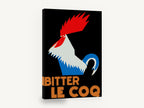Le Coq Tricolour Rooster, vintage bitter le coq rooster advertising poster, stretched canvas wall art print ready to hang