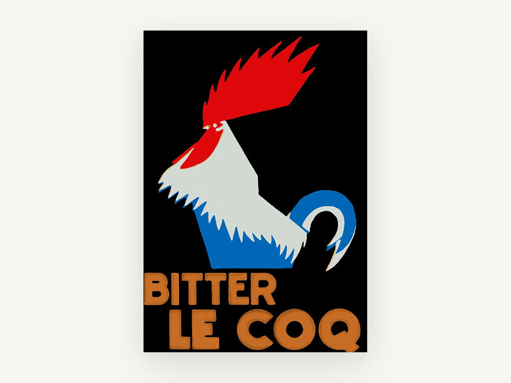 Le Coq Tricolour Rooster, vintage canvas wall art print, front view