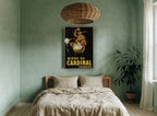 Jester Astride the Globe vintage canvas print on the wall of a bedroom