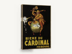Jester Astride the Globe, vintage cardinal beer jester poster, stretched canvas wall art print ready to hang