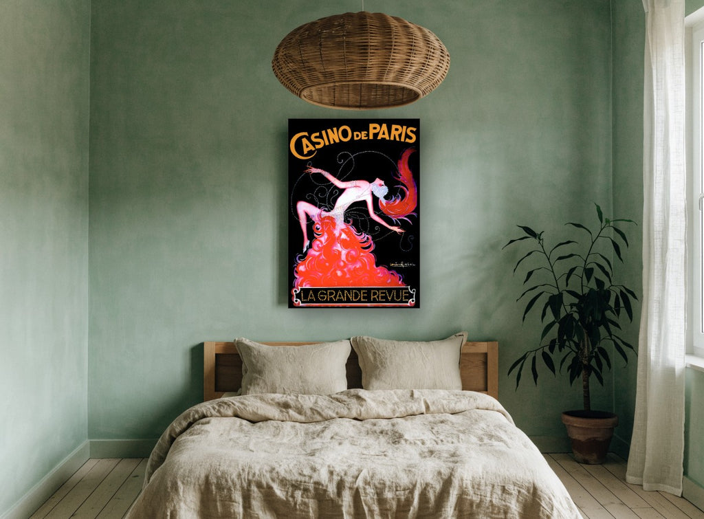 Casino Revue Dancer vintage canvas print on the wall of a bedroom