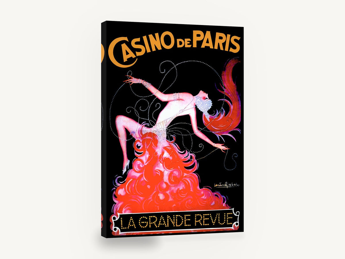 Casino Revue Dancer, vintage casino de paris revue poster, stretched canvas wall art print ready to hang
