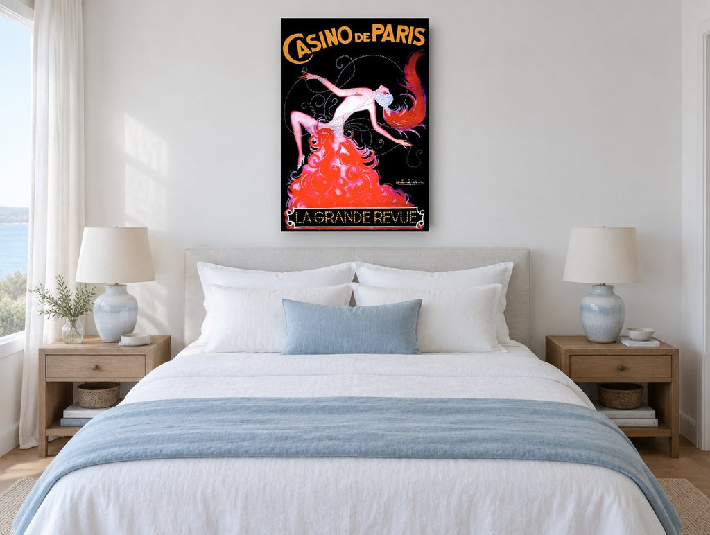 Casino Revue Dancer vintage canvas print on the wall of a coastal bedroom