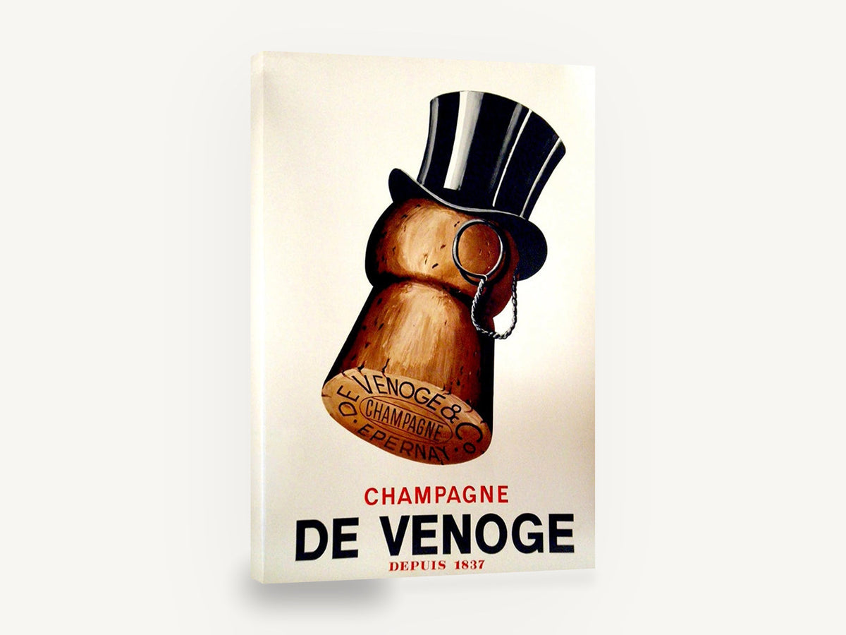 Gentleman Cork, vintage champagne cork advertising poster, stretched canvas wall art print ready to hang
