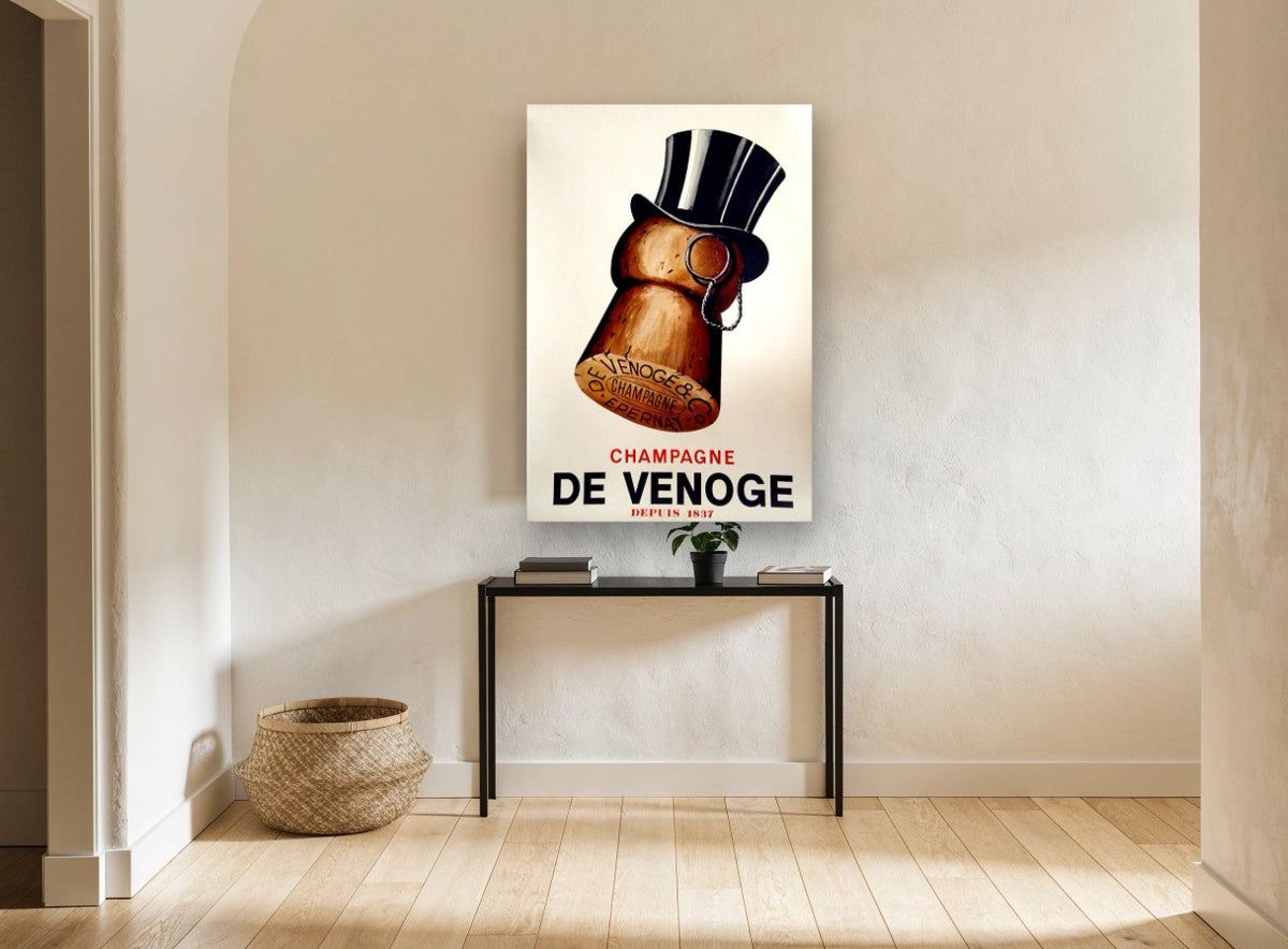 Gentleman Cork vintage canvas print on the wall of a hallway