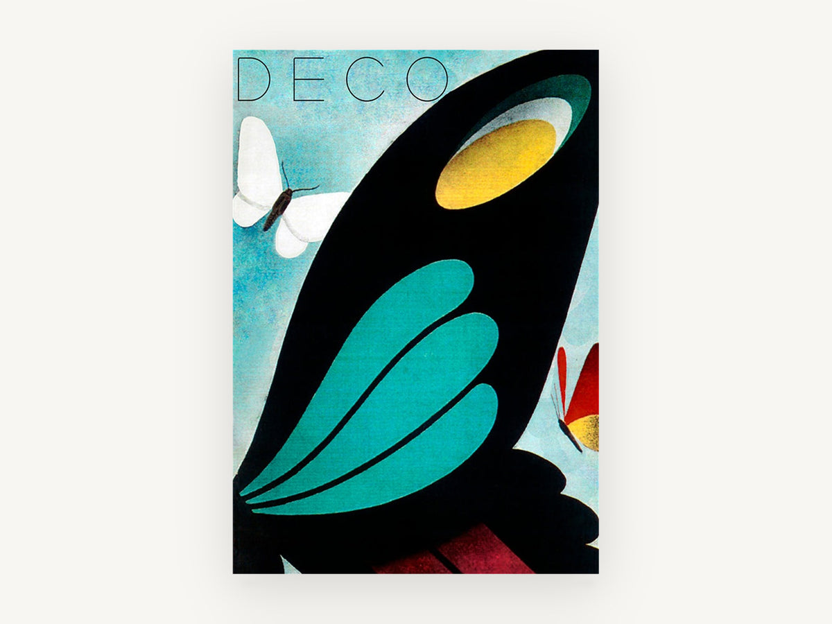 Deco Butterfly Wing, vintage canvas wall art print, front view