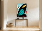 Deco Butterfly Wing vintage canvas print on the wall of a hallway
