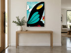 Deco Butterfly Wing vintage canvas print on the wall of a entry hall