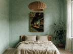 Take Me By Flying Scotsman vintage canvas print on the wall of a bedroom