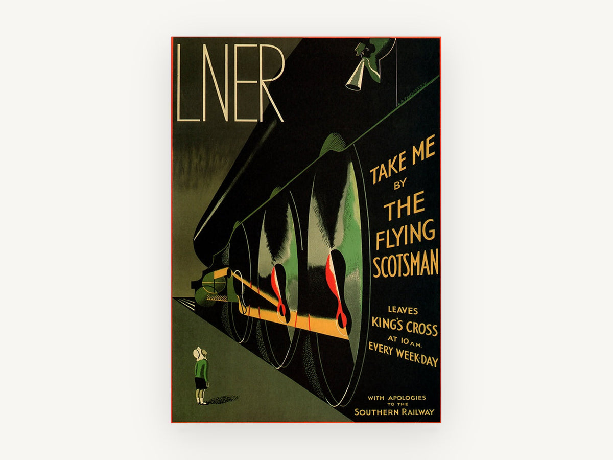 Take Me By Flying Scotsman, vintage canvas wall art print, front view